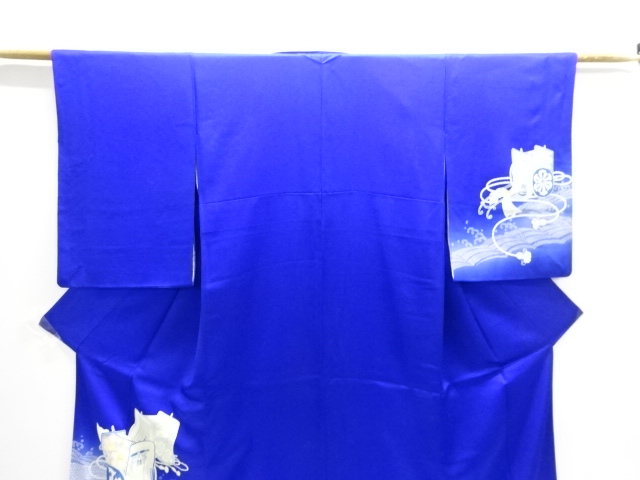  波に御所車模様訪問着